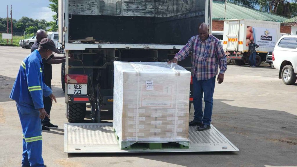 Electoral Commission of Zambia officials and election stakeholders verify ballot papers at the ECZ Silverest Warehouse in Chongwe before distribution to districts for the 2026 general elections.