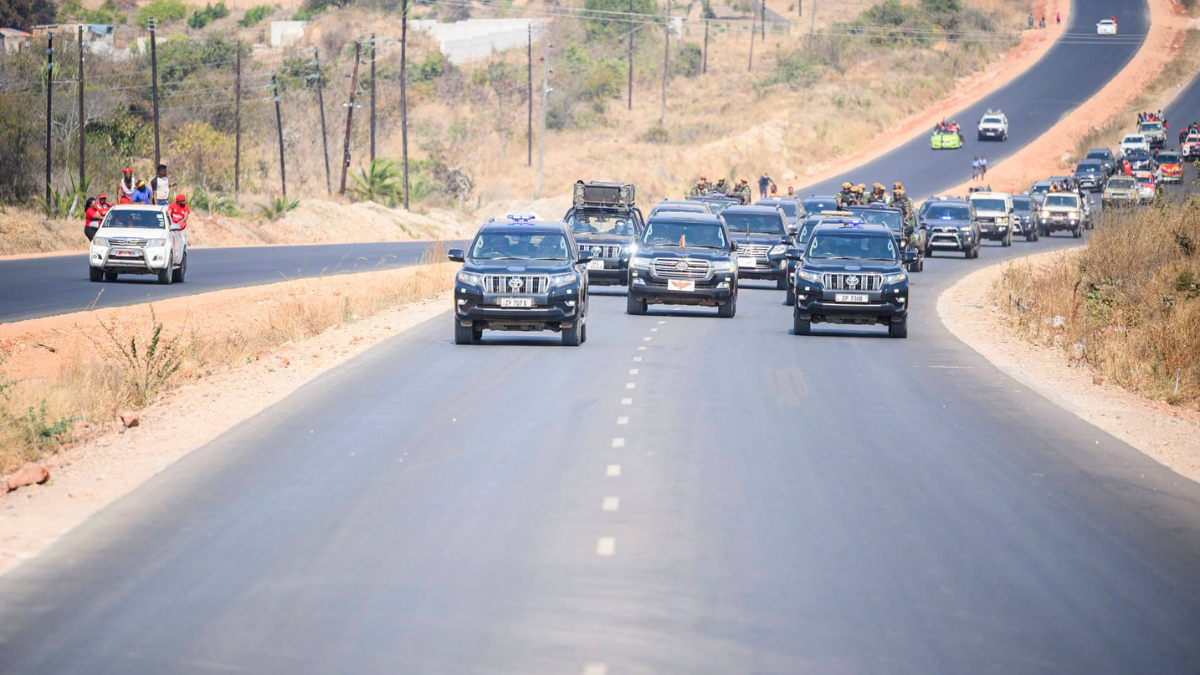 Construction works on the Lusaka–Ndola Dual Carriageway showing dual lanes under development