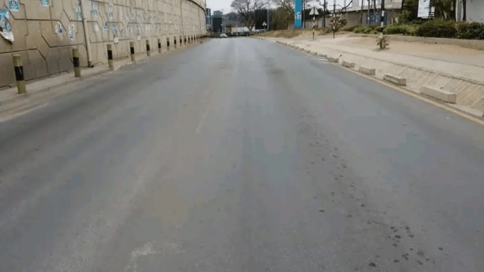 Empty Great East Road in Lusaka on Zambia's 2026 election day