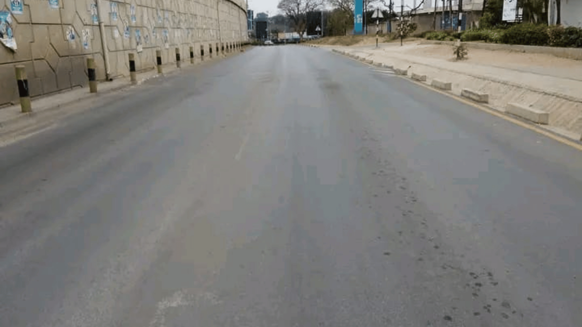 Empty Great East Road in Lusaka on Zambia's 2026 election day