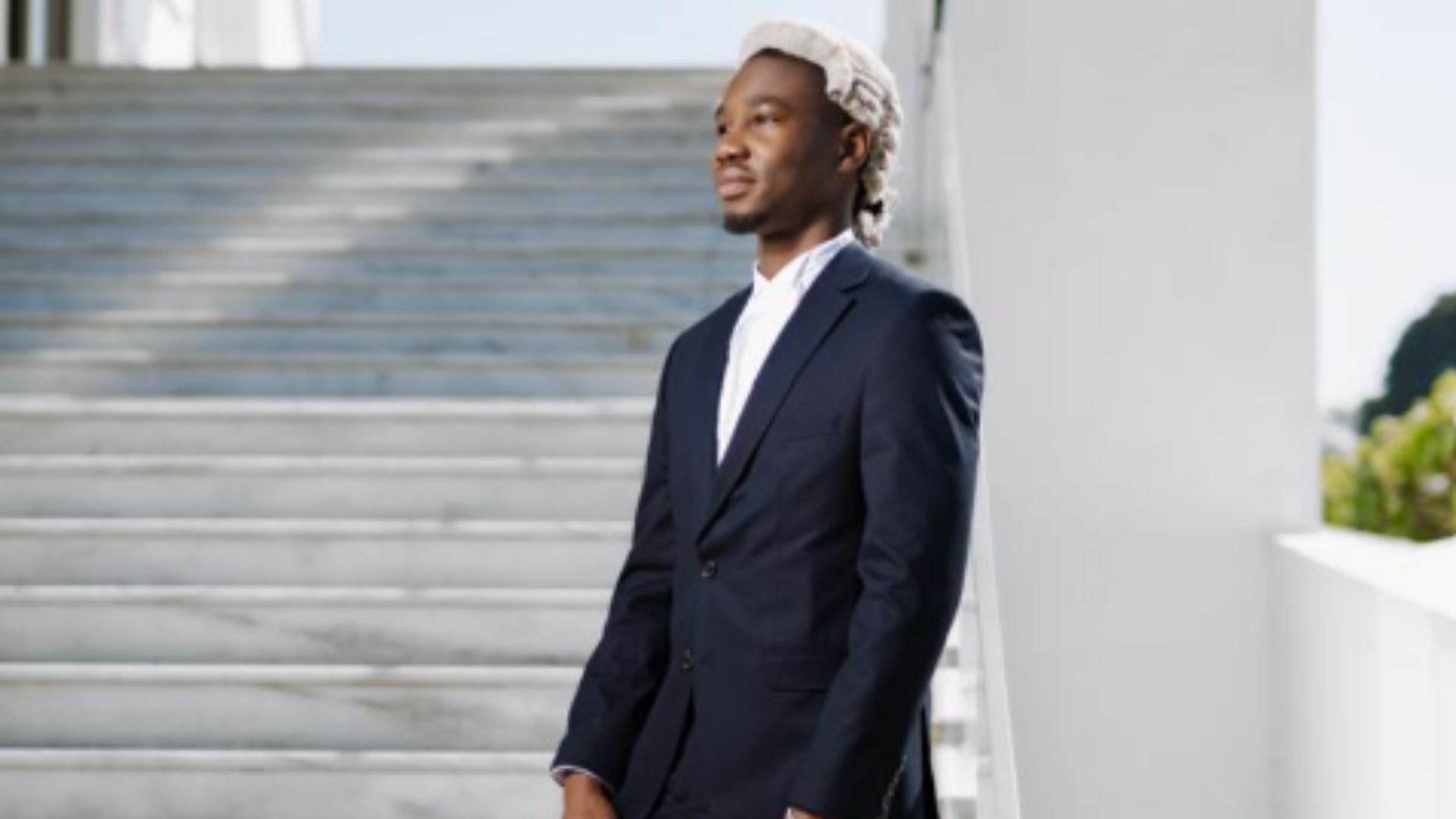 Farai Mudadi in wig and robes on the day of his admission to the Bar of the Supreme Court of Zambia