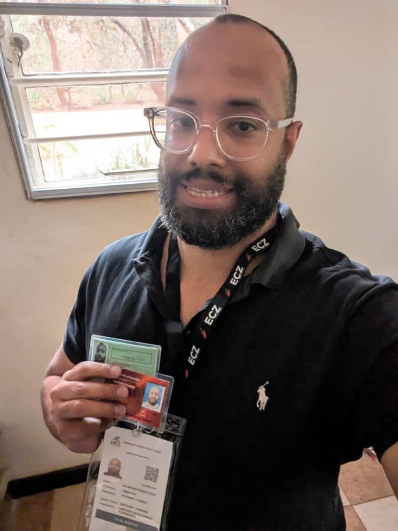 An LDF Monitors/Observers Team member on assignment at a Lusaka polling station during Zambia's 2026 general election