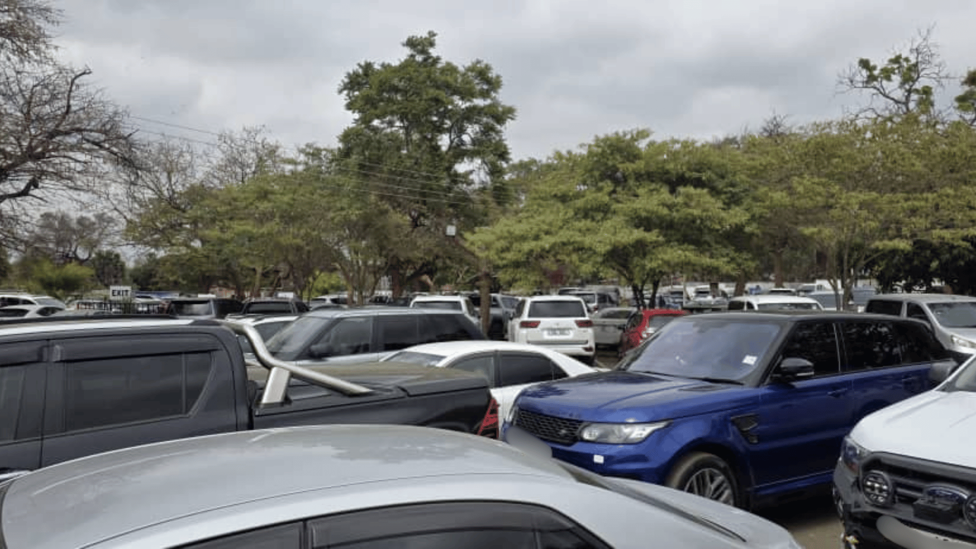 A packed car park at Lusaka Golf Club reflecting strong voter turnout on election day
