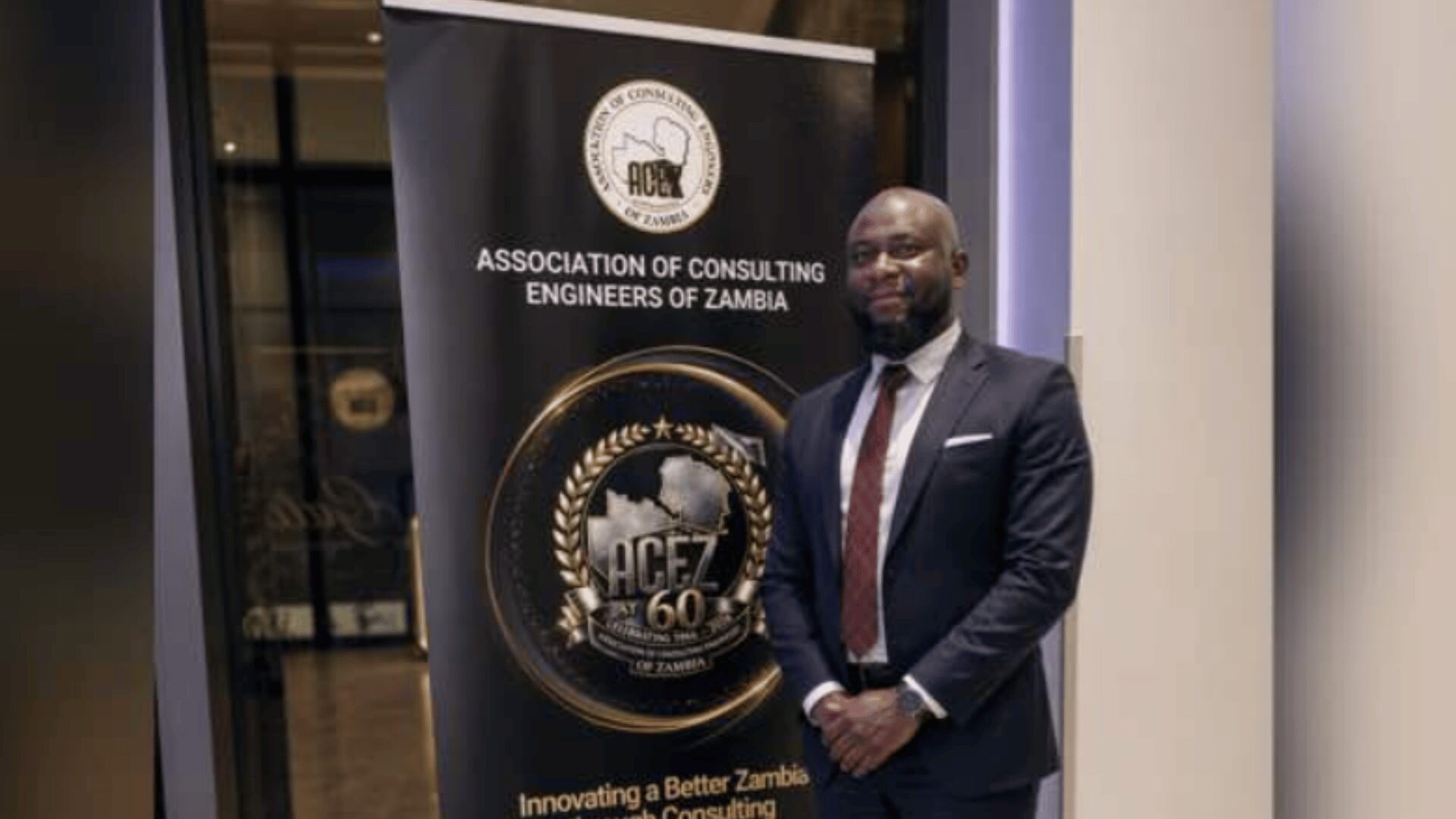 Eng. Willings Sichalwe at the Association of Consulting Engineers of Zambia (ACEZ) 60th anniversary event