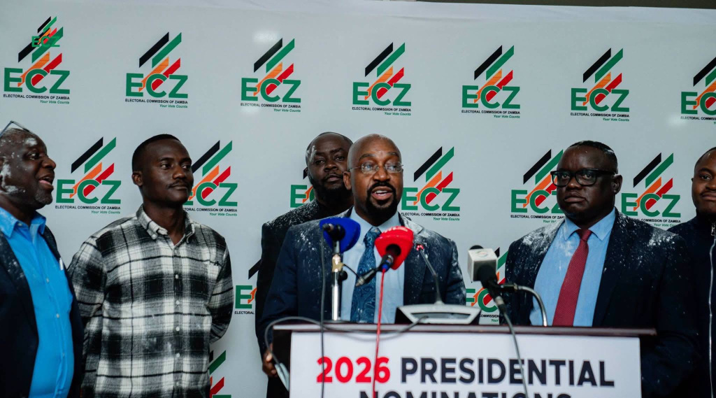 Presidential candidates and officials at the Electoral Commission of Zambia during the 2026 presidential nominations