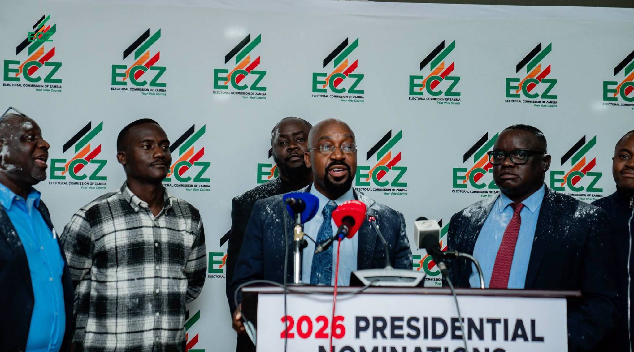 Presidential candidates and officials at the Electoral Commission of Zambia during the 2026 presidential nominations