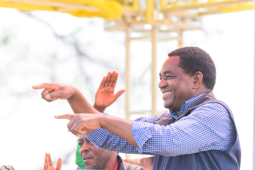 President Hakainde Hichilema gestures during a public engagement