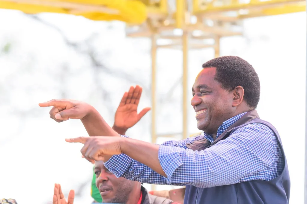 President Hakainde Hichilema gestures during a public engagement