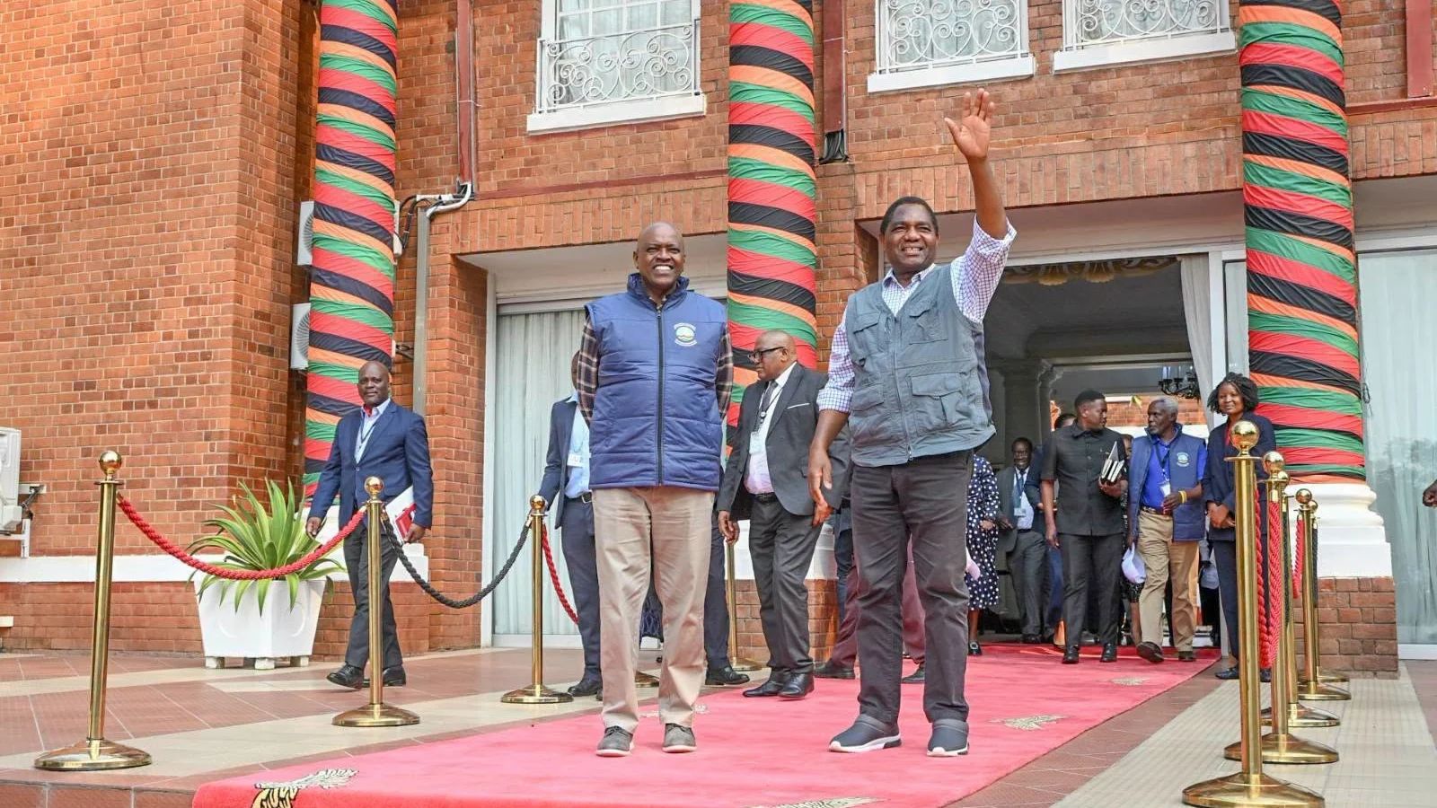 President Hakainde Hichilema with former Botswana president Mokgweetsi Masisi and the ICGLR election observation team at State House in Lusaka.