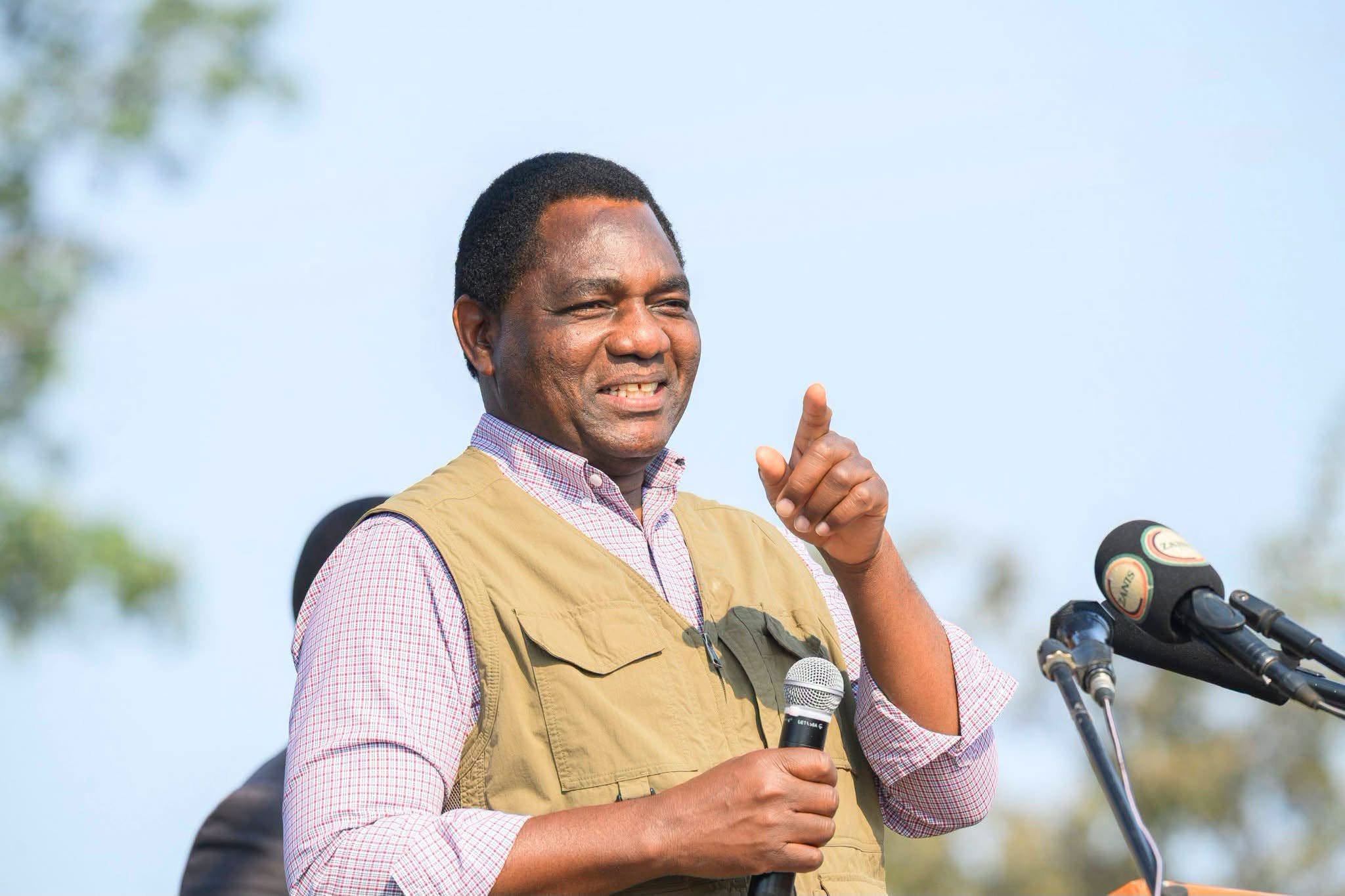 President Hakainde Hichilema speaking during a community engagement in Mufumbwe