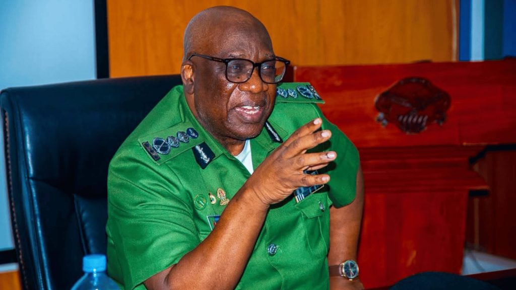 Inspector General Graphel Musamba speaking during a police briefing in Lusaka