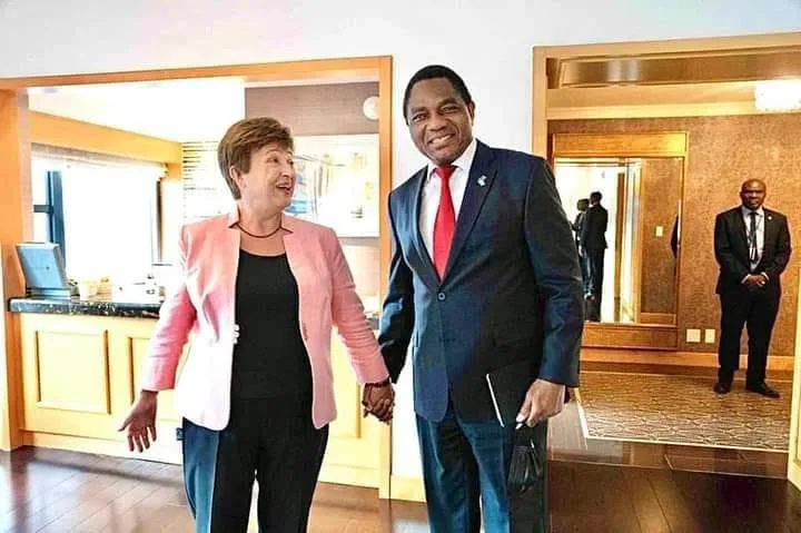 IMF Managing Director Kristalina Georgieva with President Hakainde Hichilema