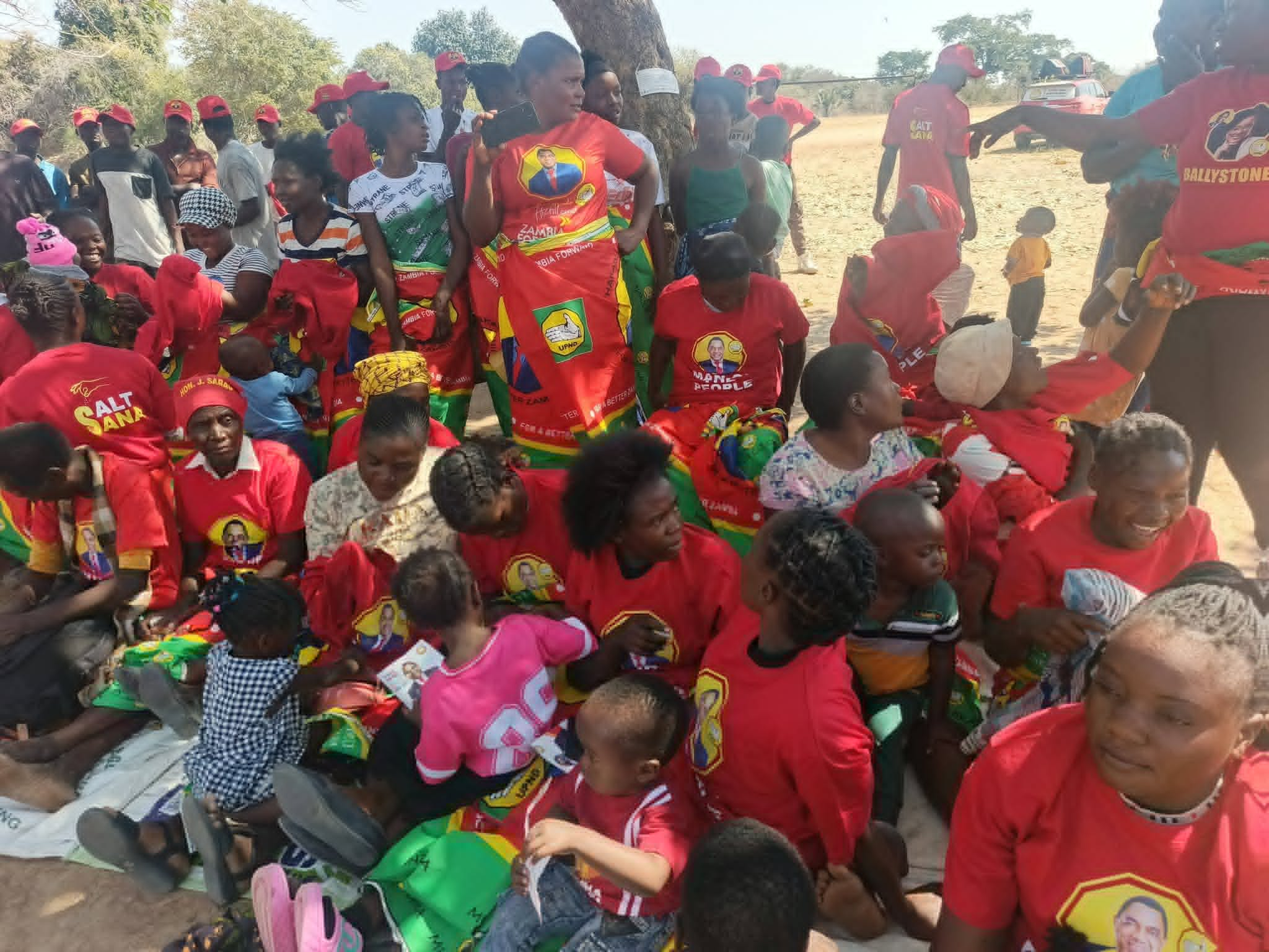 Residents gathered at a Jacqueline Sabao campaign meeting in Chikankata
