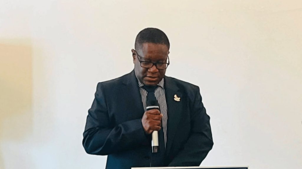 Emoluments Commission Director General Mr Chembo F. Mbula speaks during the Copperbelt sensitisation meetings on the Pension Laws of 2026.