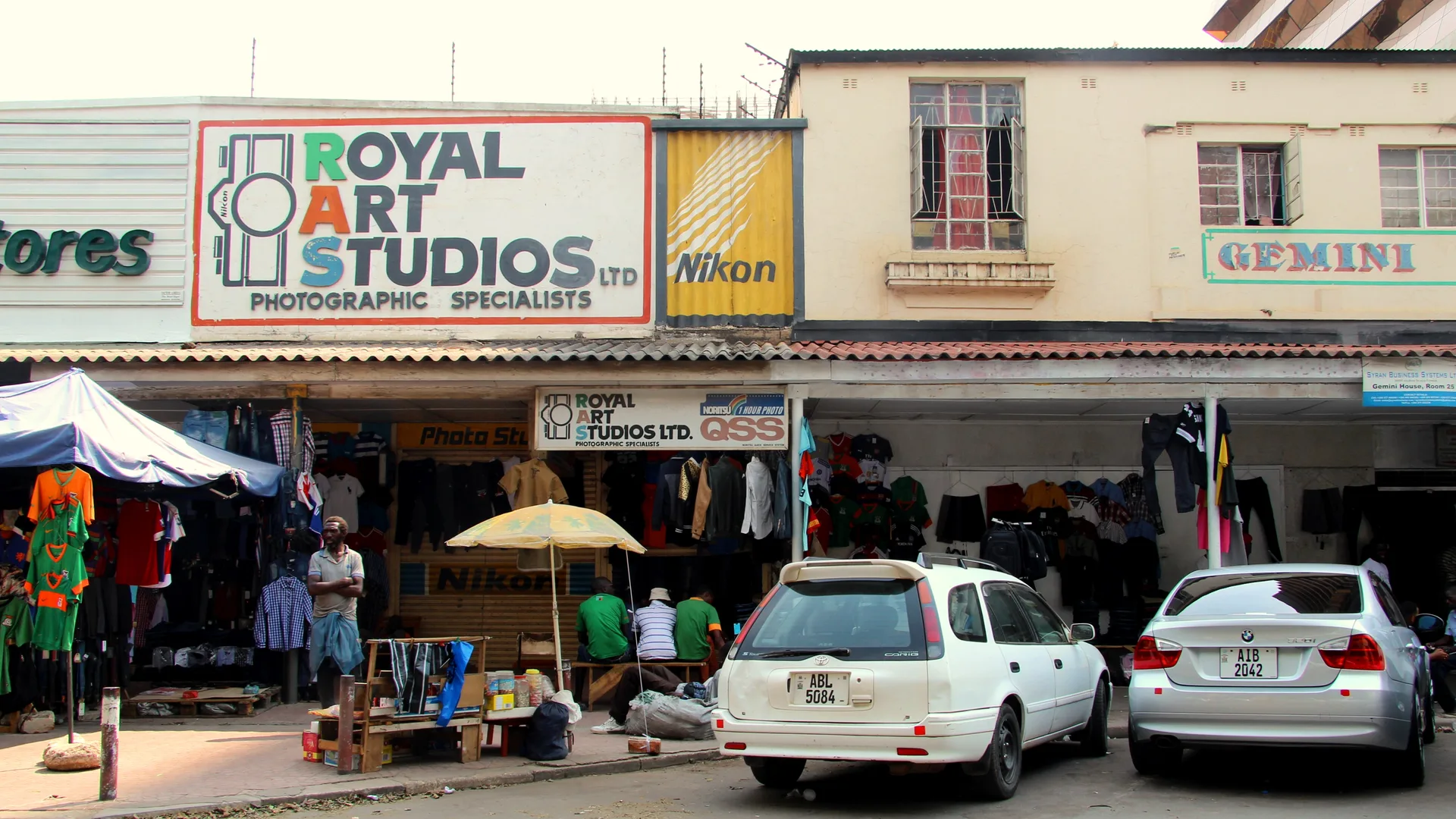 Cairo Road in central Lusaka, Zambia’s main commercial street, busy with pedestrians and buses