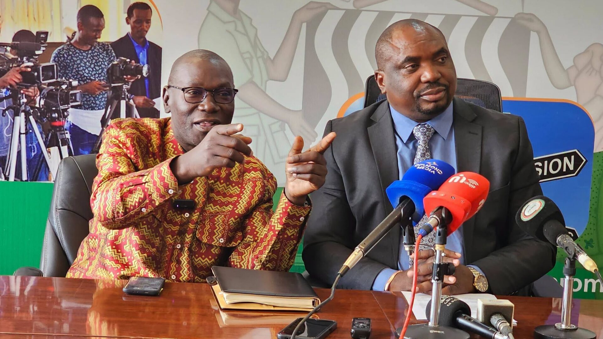 Thabo Kawana and Dickson Matembo brief journalists on election violence claims at Ministry of Information and Media
