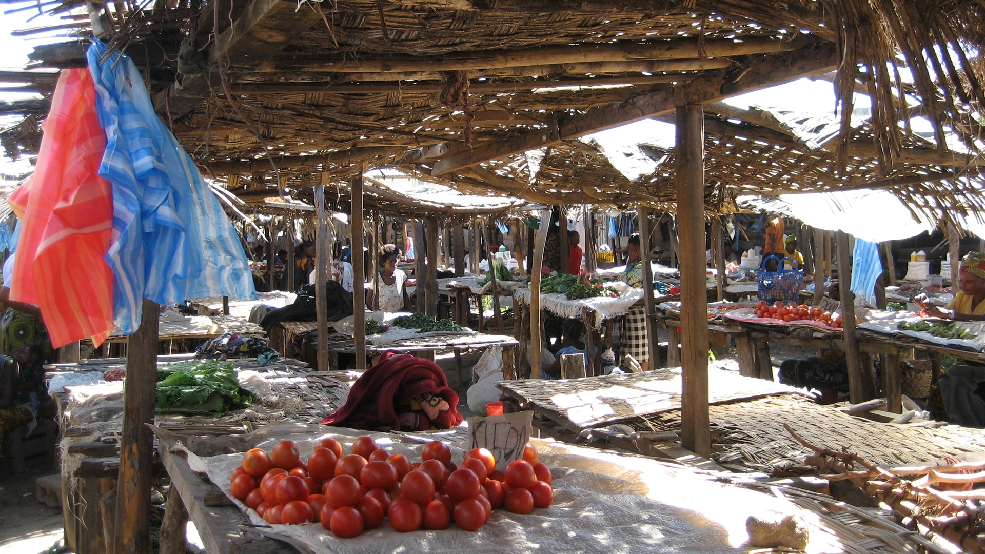 Traders selling produce at a marketplace in Mansa, Zambia