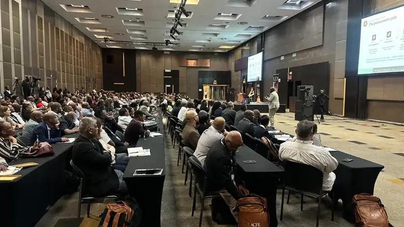 Delegates at the ACFE Africa Conference 2026 procurement fraud session, with the procurement cycle slide on screen