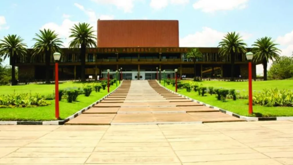 Exterior view of the National Assembly of Zambia building in Lusaka, where five nominated Members of Parliament were sworn in