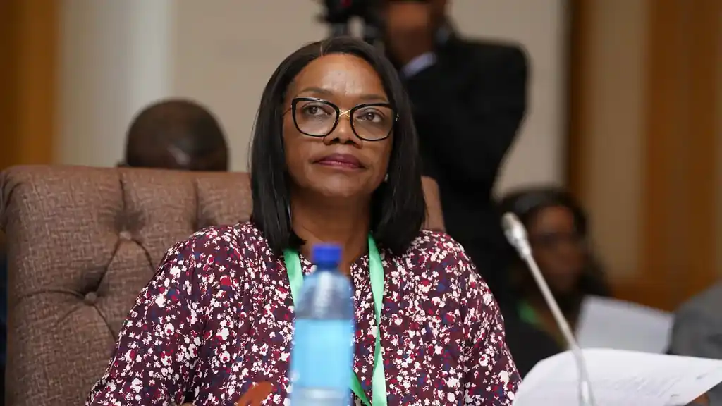 Former Lands Minister Sylvia Masebo seated at an official meeting