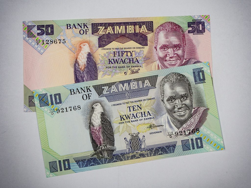 Zambian kwacha banknotes representing the national budget and fiscal policy