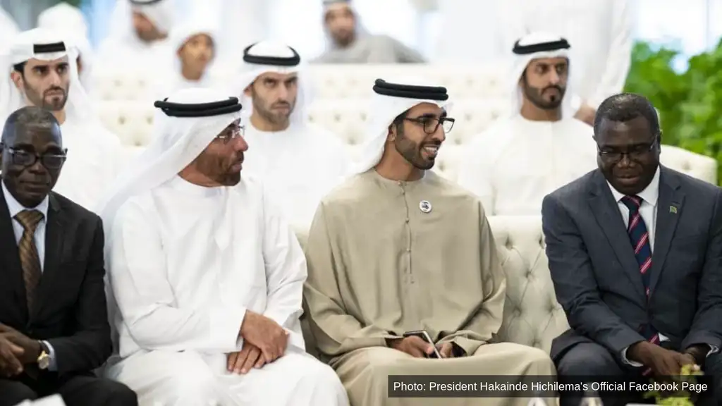 Zambian and Emirati officials seated together during President Hichilema's official visit to Abu Dhabi, September 2026