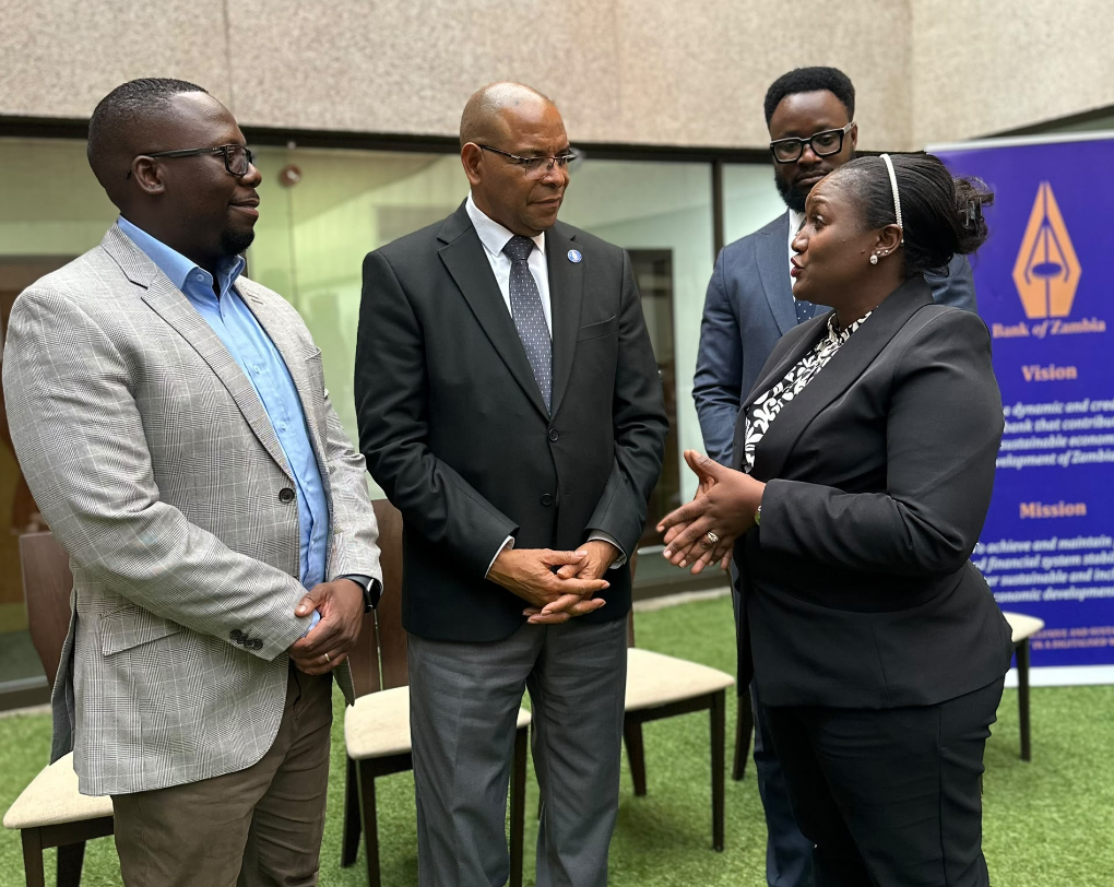 EAZ President Dr Edna Kabala-Litana and Bank of Zambia Governor Dr Denny Kalyalya during a courtesy call at the Bank of Zambia