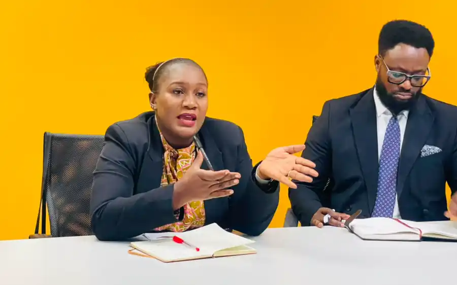 Members of the Economics Association of Zambia delegation speaking during the meeting with FNB Zambia