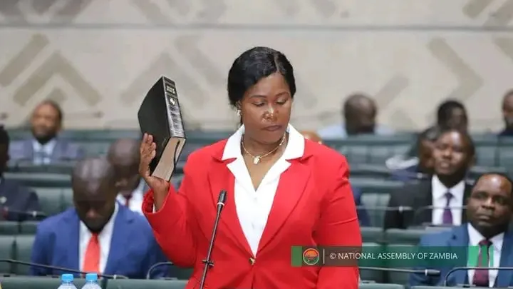 Chikankata MP Jacqueline Sabao takes the oath in the National Assembly of Zambia