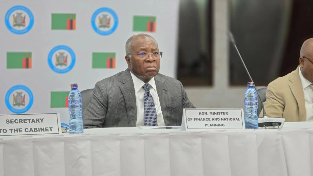 Finance Minister Situmbeko Musokotwane and Secretary to the Cabinet Patrick Kangwa at the head table during the ministerial orientation on the 2027 National Budget in Lusaka