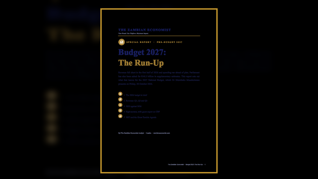 The Zambian Economist special report Budget 2027: The Run-Up, cover page